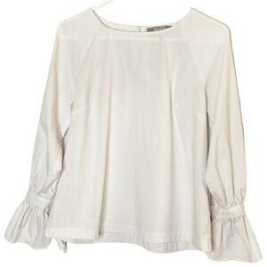 Marled Reunited Clothing of white Sz Small ruffle Long Sleeve Blouse